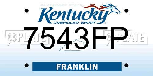 7543FP Kentucky License Plate