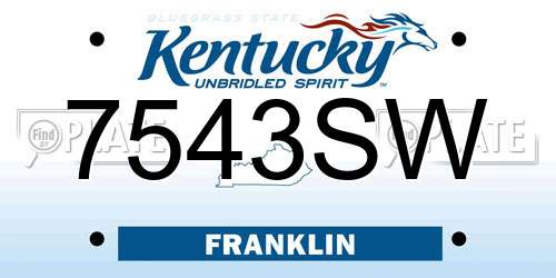 7543SW Kentucky License Plate