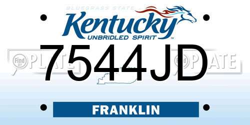 7544JD Kentucky License Plate