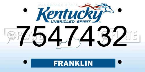 7547432 Kentucky License Plate