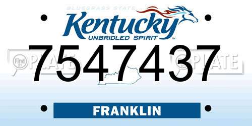 7547437 Kentucky License Plate