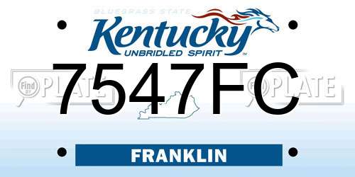 7547FC Kentucky License Plate