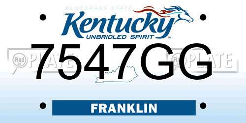 7547GG Kentucky License Plate