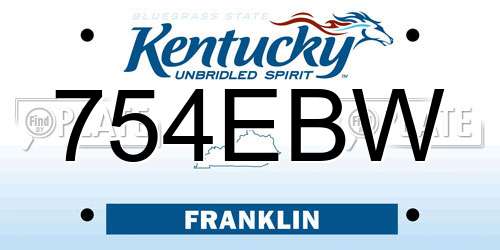 754EBW Kentucky License Plate