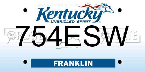 754ESW Kentucky License Plate