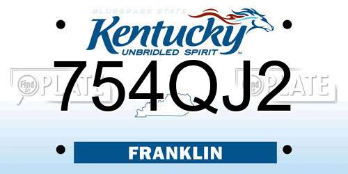 754QJ2 Kentucky License Plate