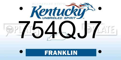 754QJ7 Kentucky License Plate