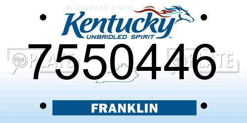7550446 Kentucky License Plate