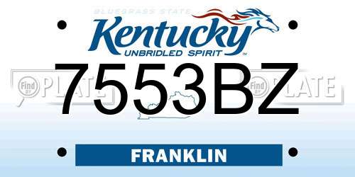 7553BZ Kentucky License Plate
