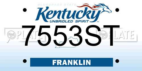 7553ST Kentucky License Plate