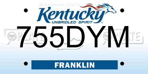 755DYM Kentucky License Plate