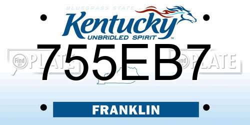 755EB7 Kentucky License Plate