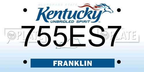 755ES7 Kentucky License Plate
