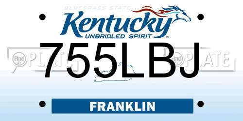 755LBJ Kentucky License Plate