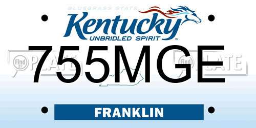 755MGE Kentucky License Plate