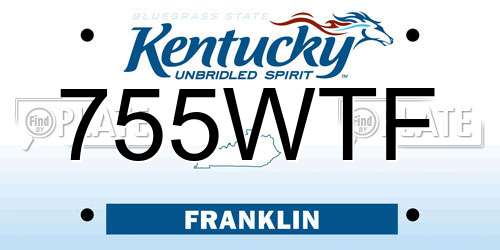 755WTF Kentucky License Plate