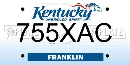 755XAC Kentucky License Plate