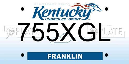 755XGL Kentucky License Plate