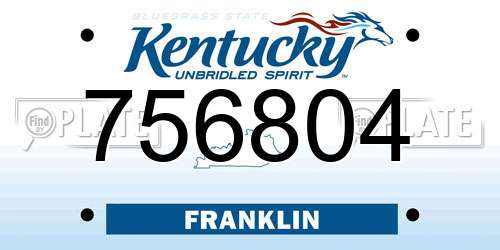 756804 Kentucky License Plate