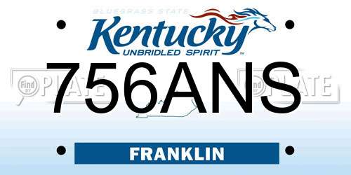 756ANS Kentucky License Plate