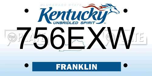 756EXW Kentucky License Plate