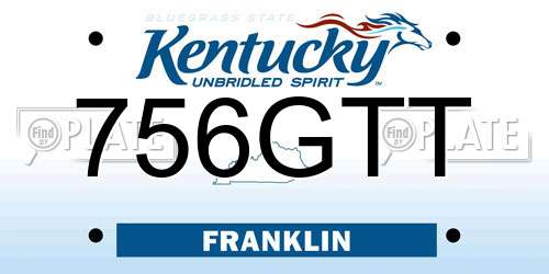 756GTT Kentucky License Plate