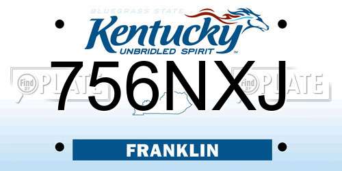 756NXJ Kentucky License Plate