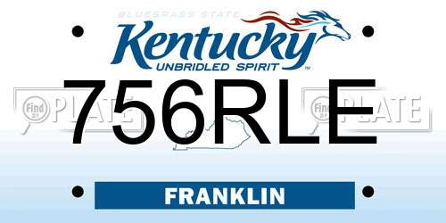 756RLE Kentucky License Plate