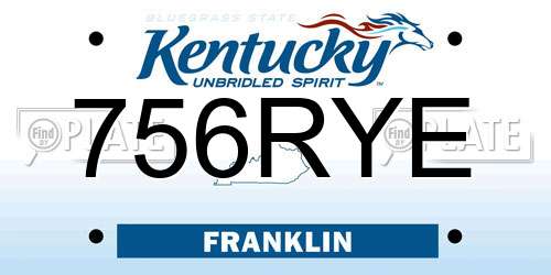 756RYE Kentucky License Plate