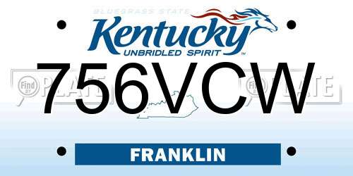 756VCW Kentucky License Plate