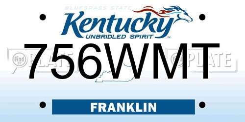 756WMT Kentucky License Plate