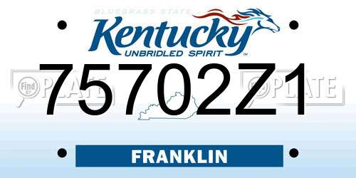 75702Z1 Kentucky License Plate