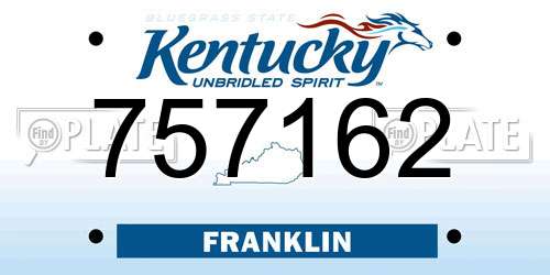 757162 Kentucky License Plate