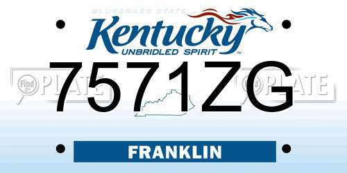 7571ZG Kentucky License Plate