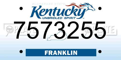 7573255 Kentucky License Plate