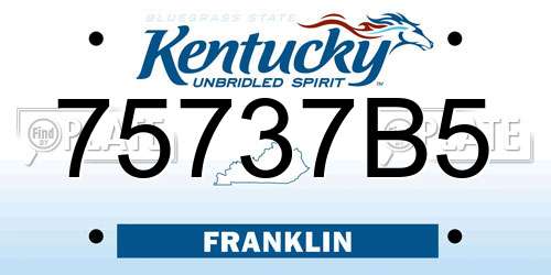 75737B5 Kentucky License Plate