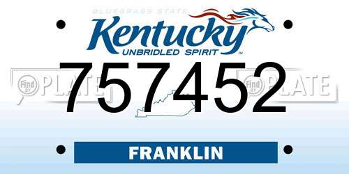 757452 Kentucky License Plate