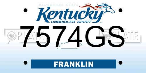 7574GS Kentucky License Plate