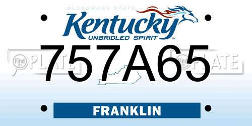 757A65 Kentucky License Plate