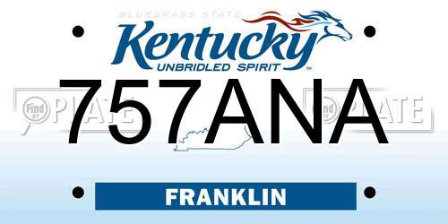 757ANA Kentucky License Plate