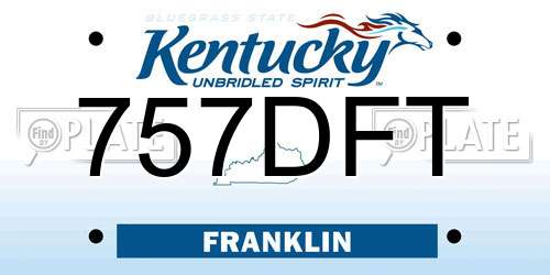 757DFT Kentucky License Plate