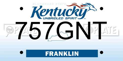 757GNT Kentucky License Plate