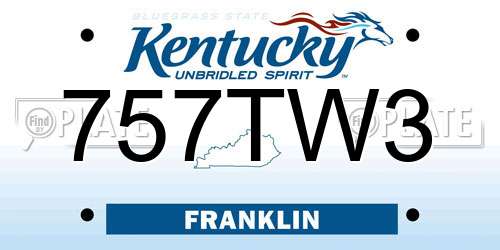757TW3 Kentucky License Plate