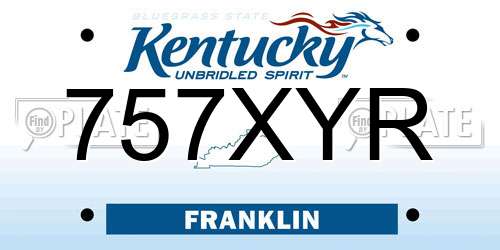 757XYR Kentucky License Plate