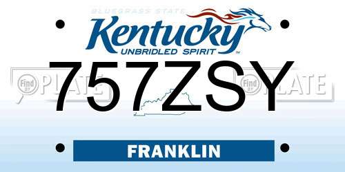 757ZSY Kentucky License Plate