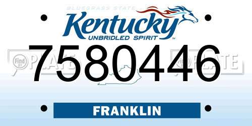 7580446 Kentucky License Plate