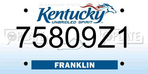 75809Z1 Kentucky License Plate