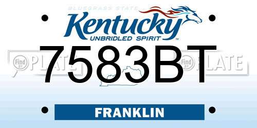 7583BT Kentucky License Plate