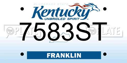 7583ST Kentucky License Plate