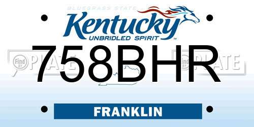 758BHR Kentucky License Plate